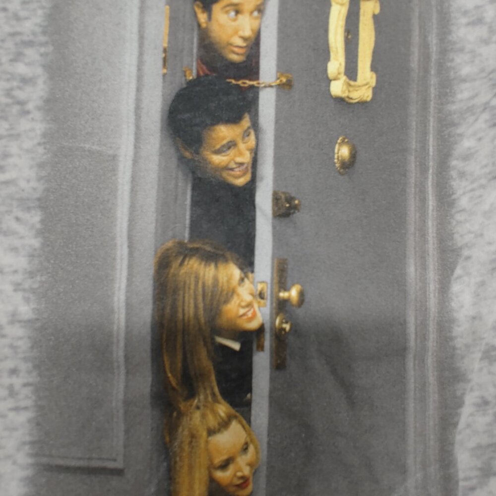 FRIENDS TV Show Women’s Gray T-Shirt Sz M | Ross Joey Rachel Phoebe Monica Door - Picture 3 of 6